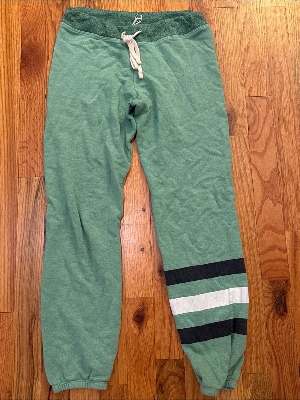 Sundry Green Sweatpants with Black & White Stripes
